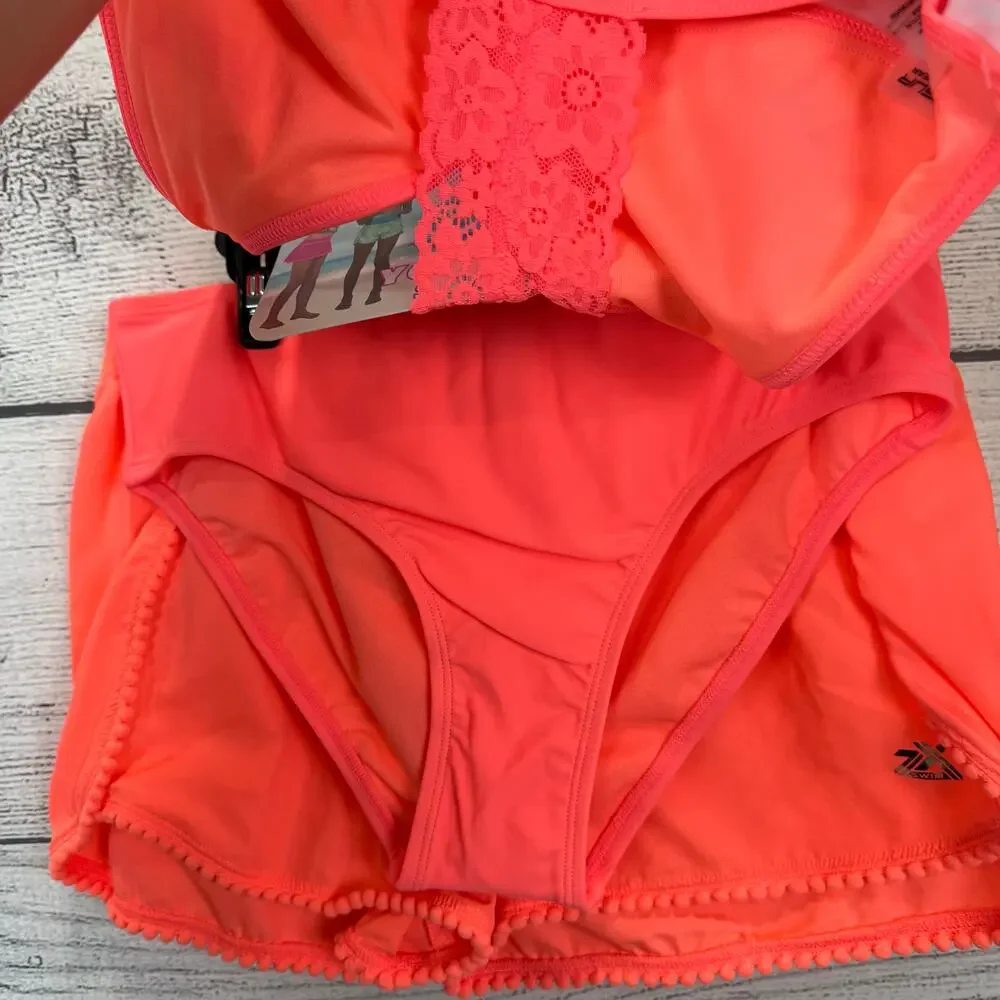 Zeroxposur Girl's Orange & Pink 3 Piece Swimwear Set Size Large (14)